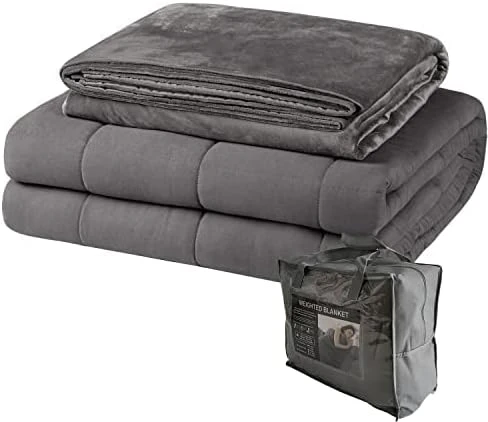 EUGAD Couverture lestée 13kg 200x230cm Couverture Pondérée en Coton avec Housses Amovibles en Microfibre Chaude Sommeil Profond Gris