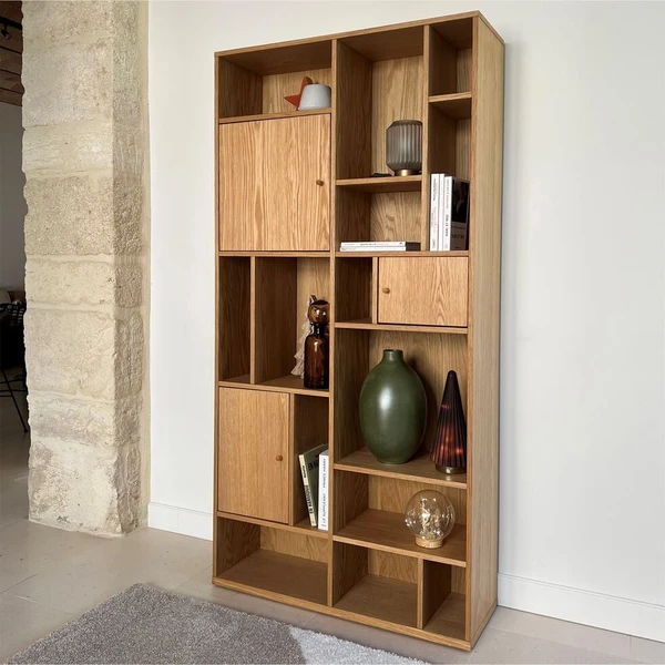 INO - Bibliothèque déstructurée en bois L90xl30xH180cm - bois clair