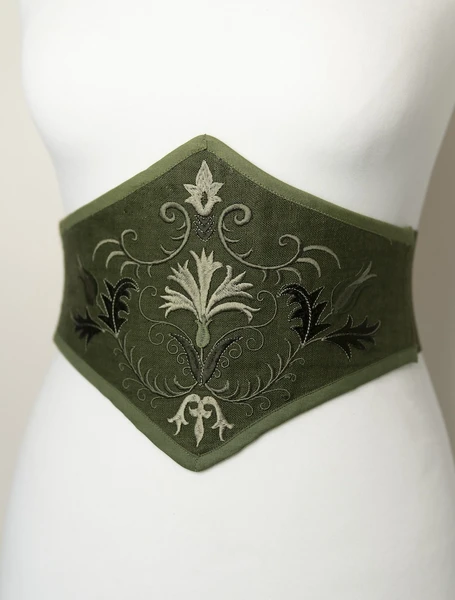 Ceinture corset en lin brodé