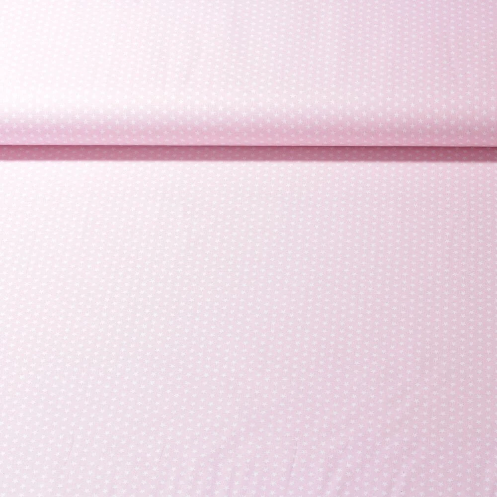 Popeline de coton Stella - Mini étoiles Rose pâle Blanc