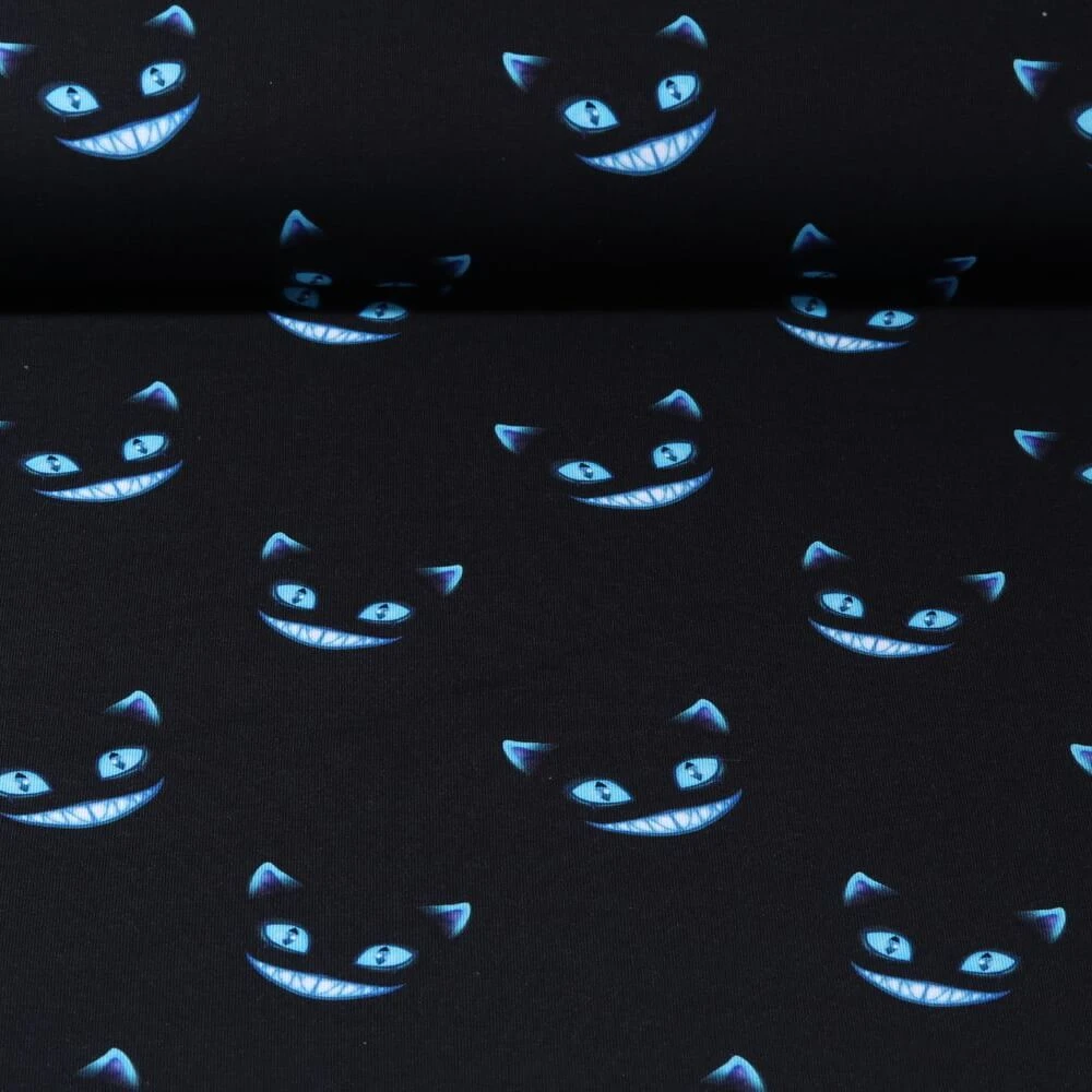 Jersey - Impression digitale Chat du Cheshire Noir Bleu