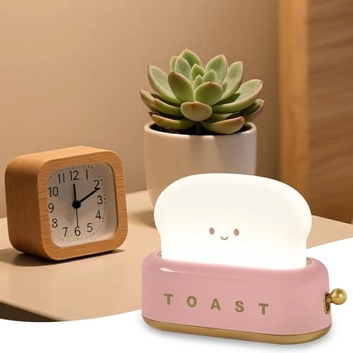 Woukksy Veilleuse Bébé, Toast LED Veilleuse Enfant Rechargeable, Lampe de Chevet Enfant Luminosité et Réglables Avec Fonction Minuterie Cadeau Anniversaire de Noel pour Garcon, Bebe et Fille - Rose