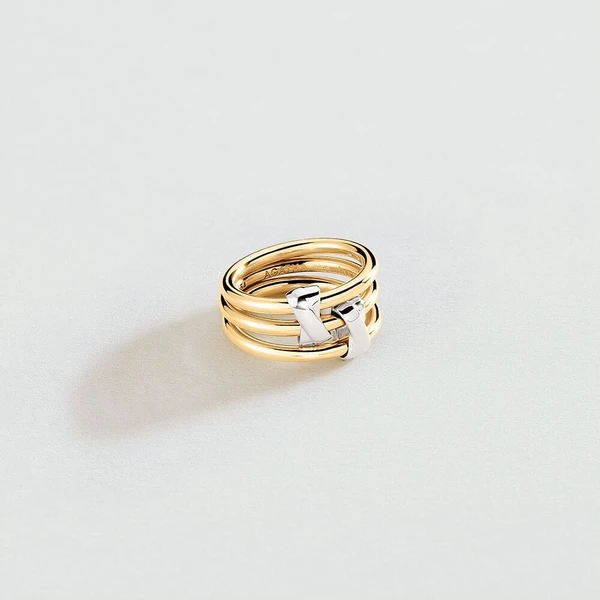 Bague large AFFINITE - Doré / Argenté