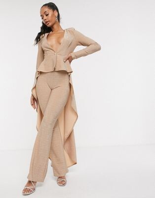 ASOS DESIGN - Blazer de tailleur en jersey brillant effet drapé | ASOS