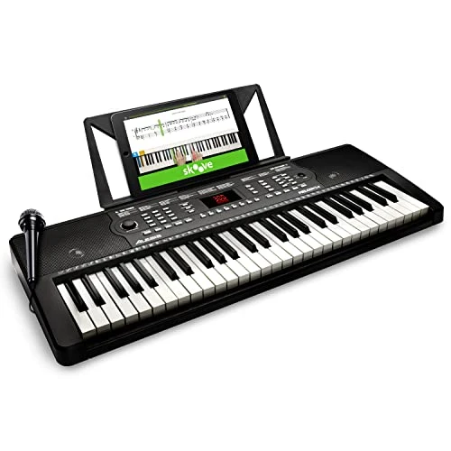 Alesis Melody 54 - Clavier électronique Portable 54 Touches, Enceintes Intégrées, 300 Sons et 300 Rythmes intégrés, 40 morceaux de démonstration, fonctionnalités pédagogiques, microphone et pupitre