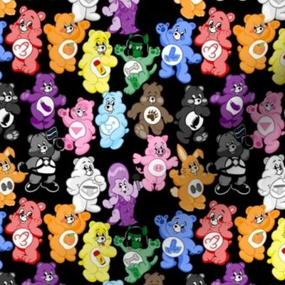queer bears party Black - mini scale Fabric | Spoonflower