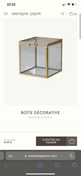 Boîte décorative | Verre/métal. 9 x 9 x 9 cm. | Søstrene Grene