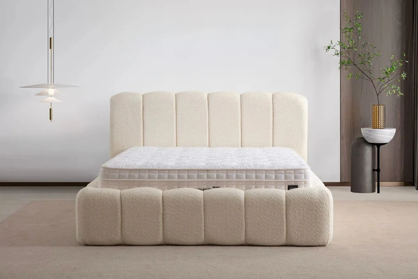 Lit coffre Alya chenille blanc