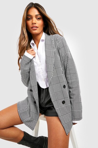 Blazer basique à carreaux en jersey