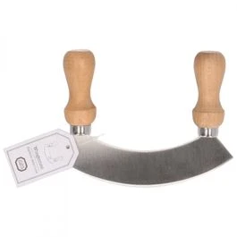Couteau demi-lune, inox et bois, 15 cm