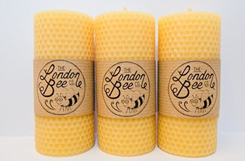 💞✨🐝🤩 Bee Company Bougie pilier en cire d'abeille solide (12,38 x 5,75 cm)