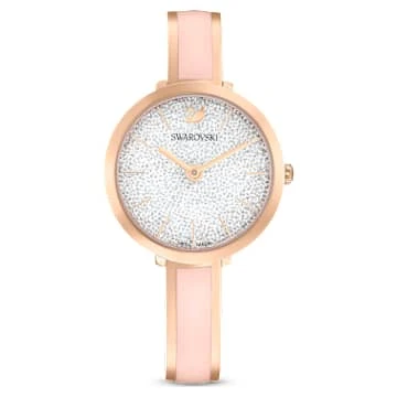 Montre Crystalline Delight, Fabriqué en Suisse, Bracelet en métal, Roses, Finition or rose