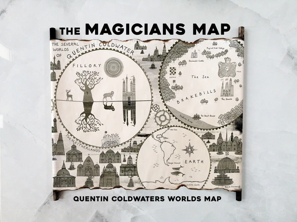 The Magicians Map, Quentin Coldwaters Worlds Map on Handmade Scroll, Fillory Map, The Magician King Map, The Magician's Land Map, Brakebills