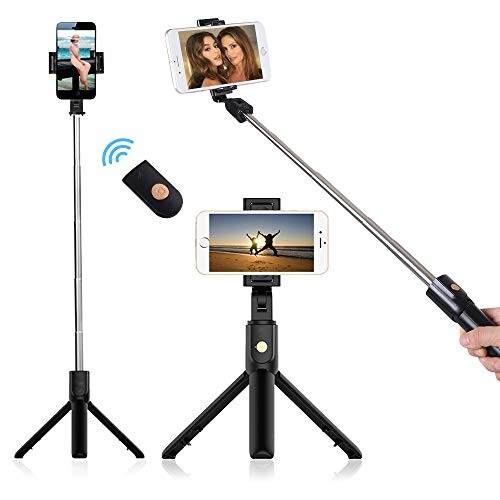 doosl Perche Selfie Bluetooth, Selfie Stick Trépied Monopode avec Télécommande Rechargeable, Bâton Réglable Télescopique avec Support Téléphone pour Smartphones