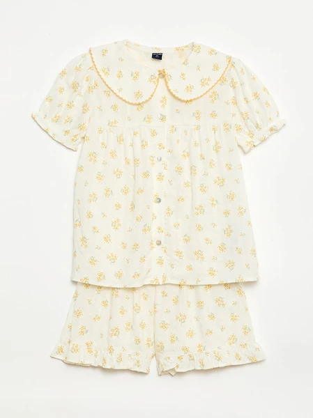 Pyjama short 2 pièces avec volants