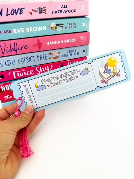 Grumpy Sunshine book club bookmark | Book club ticket | Romance lover | Bookish gift | Gift for book lover