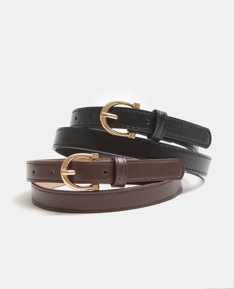 Lot de 2 ceintures fines en simili