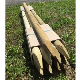Lot de 9 piquets pour grillage poule en bois de pin autoclave classe 4 - 200 x 5 cm