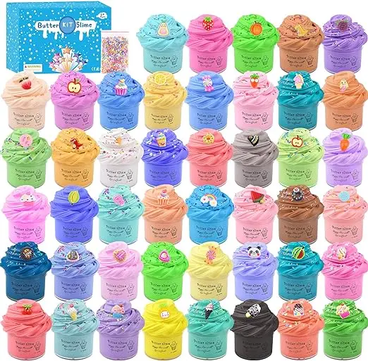 Kit de Mini Slime Fluffy 45 Couleurs, Poopsie DIY Putty Slime Jouets pour Enfants, Un Cadeau pour Les garçons et Les Filles, Slime Pas Cher Doux, antiadhésif, Extensible