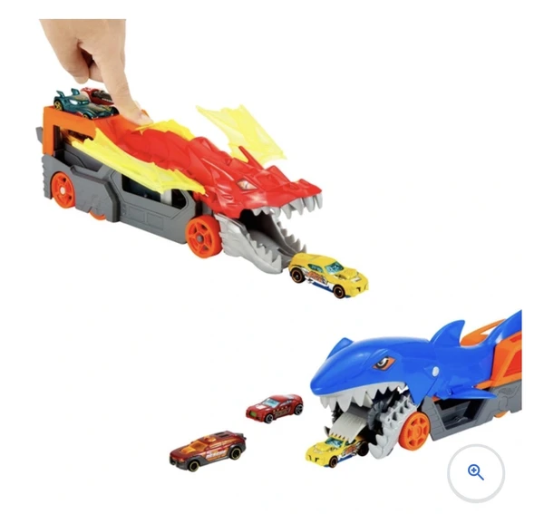 Hot Wheels - Battling Creature Transports 1/64 Pack 2 Transporteurs Créatures avec 10 Véhicules
