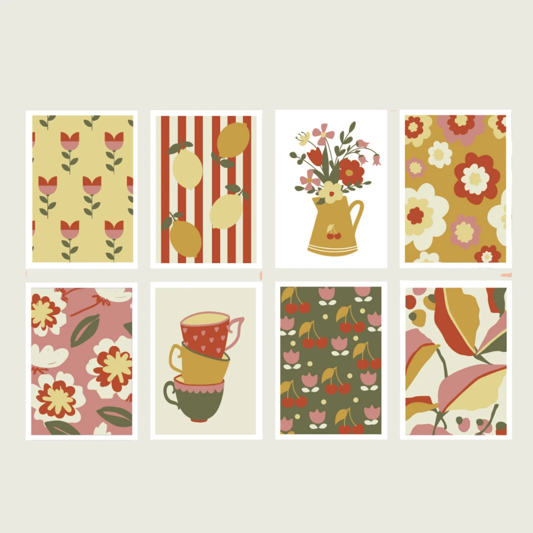 Cartes à peindre par numéros - Rétro déco | 8 cartes