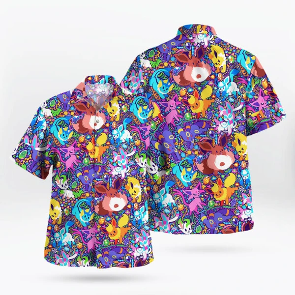 Eevee Evolutions Hawaiian Shirt – Tropical Pokemon Style | Tropi Hawaiian Shirts Store