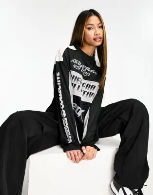 ASOS - Weekend Collective - Top de sport à manches longues - Noir