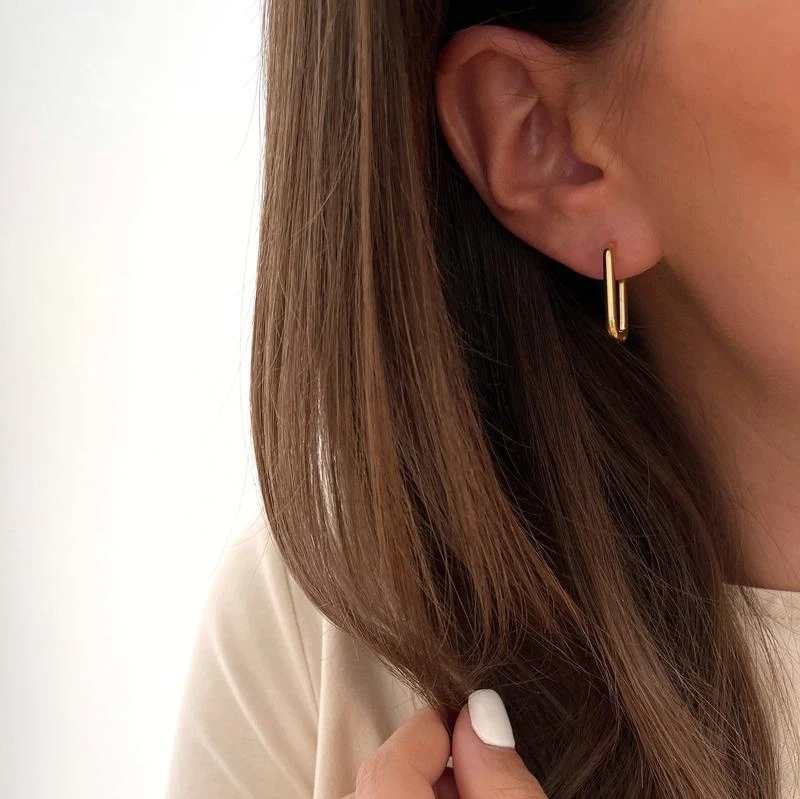 Créoles "Rejeane" acier - Boucles d'oreilles rectangulaires