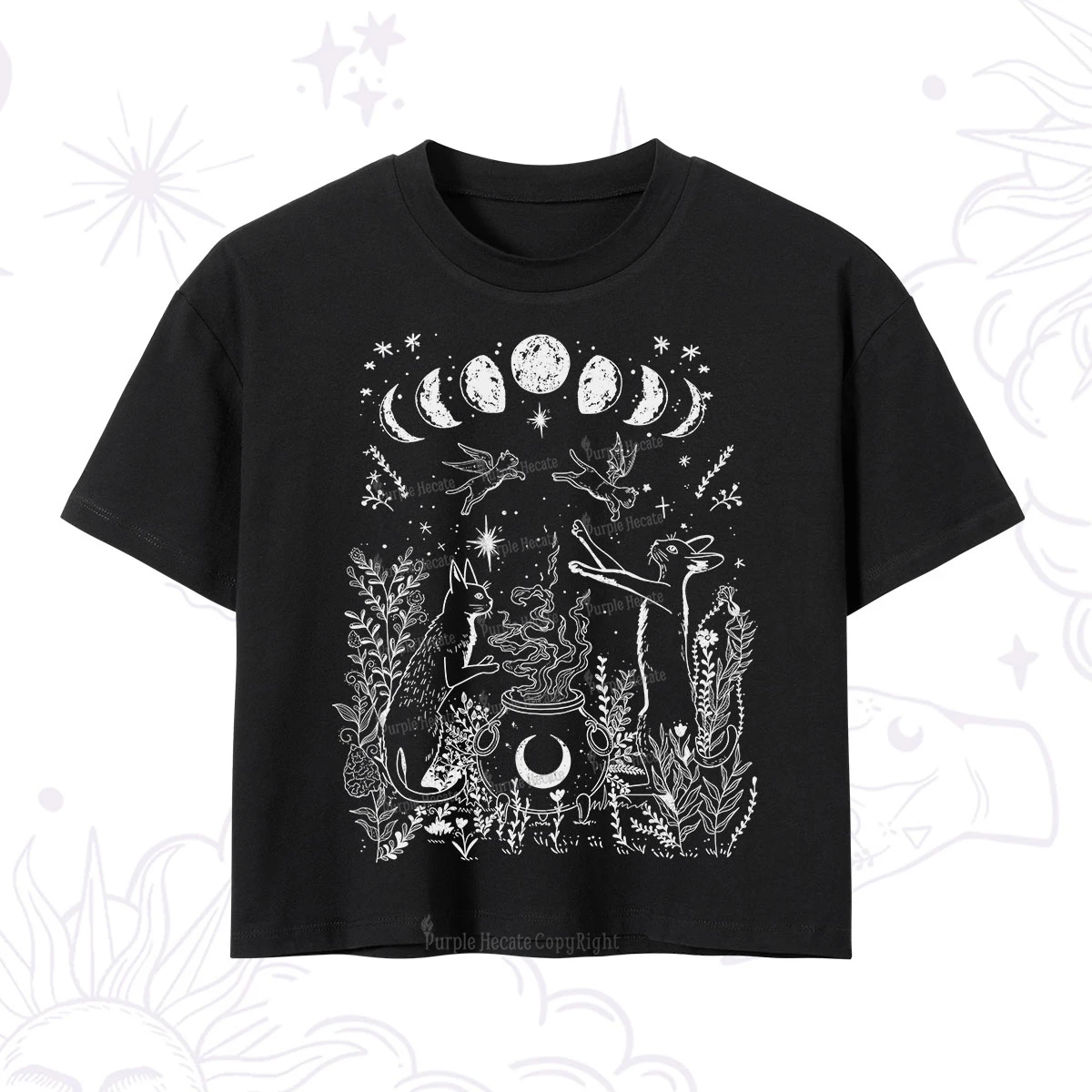 Purplehecate Celestial Cat Crop T-Shirt