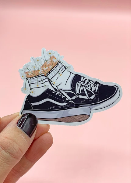 Black trainers & socks daisy Sticker | Black sneakers sticker | Black Floral sticker | Daisy sticker | Decal | Journaling | Bujo | Scrapbook