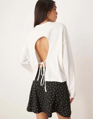 ASOS DESIGN - T-shirt à manches longues noué au dos - Blanc
