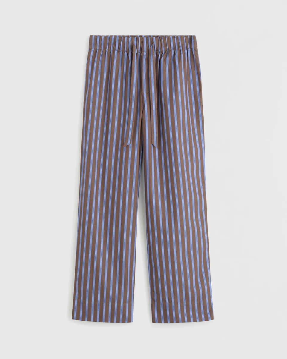 Tekla Fabrics Poplin, Pyjamas Pants - Chestnut Stripes