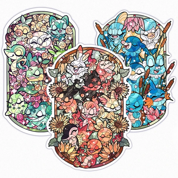 Vitraux A5 - Starter Pokemon - Melle Renarde