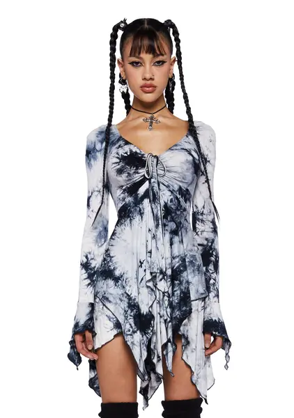 Current Mood Knit Flare Mini Dress- Grey