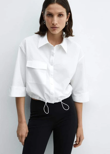 Chemise coton base réglable -  Femme | Mango France
