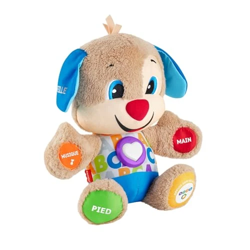 Fisher-Price Puppy Eveil Progressif | Peluche Musicale et Interactive | Plus de 75 Chansons et 3 Niveaux D'apprentissage | Jouet bébé 6 Mois et Plus pour Filles et Garçons | Version Française, FPM44