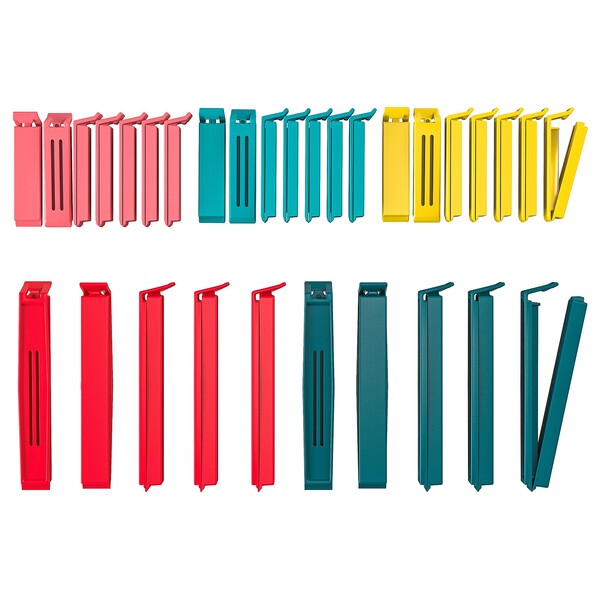 BEVARA Clips, lot de 30 - multicolore coloris assortis, plusieurs tailles diverses tailles - IKEA