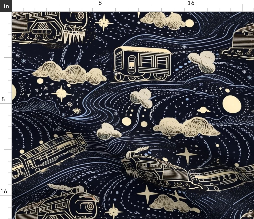 Star rail express train dark Fabric | Spoonflower