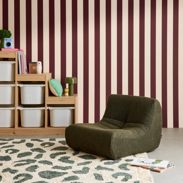 Fauteuil chauffeuse enfant bouclette texturée 1 place kaki | sweeek