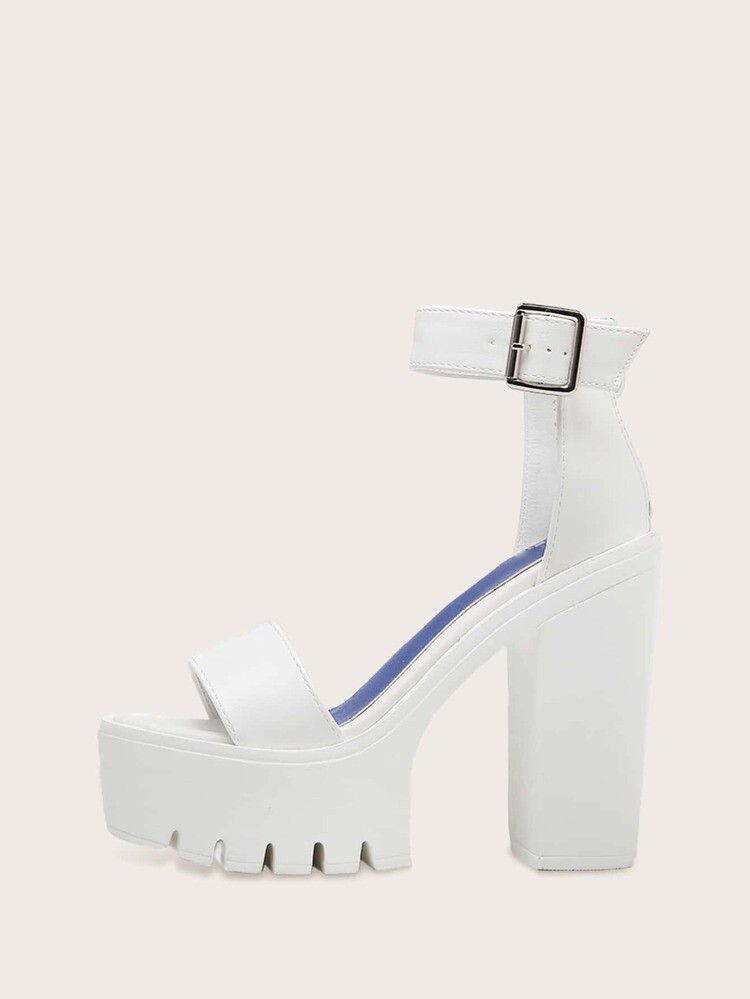 Chaussures à talons épais milimaliste à bride de cheville
