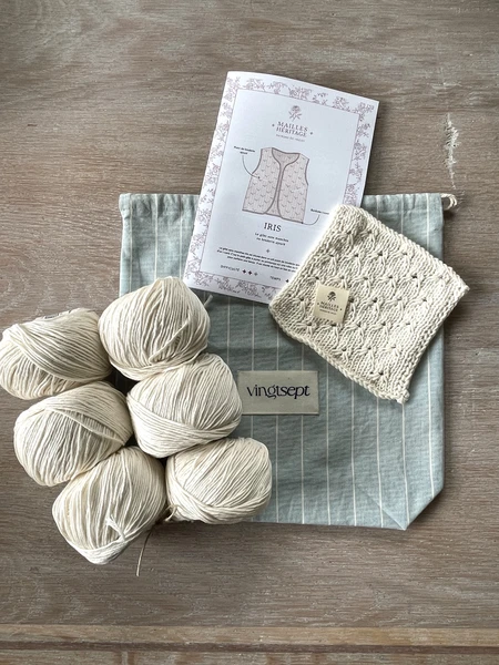 Kit tricot - Gilet Iris en fil Oléron - Collab' Mailles Héritage x Ate