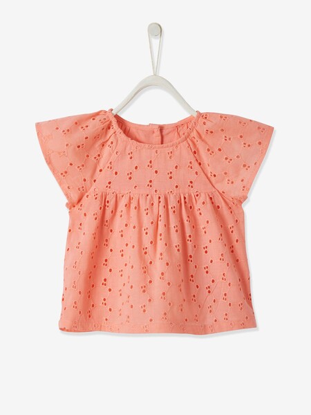 Blouse bébé fille en broderie anglaise orange - Vertbaudet