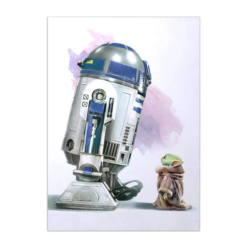 Displate Officiel Star Wars Poster Métallique Fixation Magnétique Licence Officielle Image Affiche de Haute Qualité Look up Grogu 32x45cm