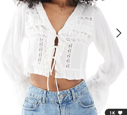 New Look - Blouse courte nouée - Blanc