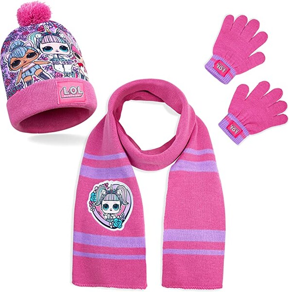 L.O.L. Surprise ! Ensemble Bonnet, écharpe et Gant Fille avec Unicorn, Kitty Queen et Queen Bee, Bonnet et Gants Enfant Hiver des Poupées LOL, Petit Cadeau Fille 4 5 6 7 8+ Ans (Licorne 3 pièces) : Amazon.fr: Vêtements