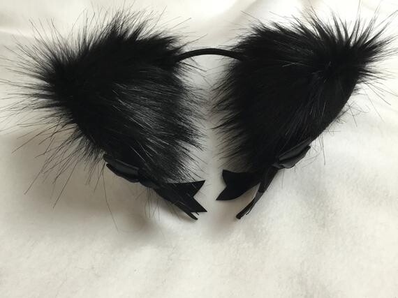 🦊❣️🎀Sexy  Black kitten/ Wolf  play Ears, BDSM, Neko, Kawaii, Anime, Petplay,DDLG, realistic,