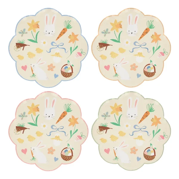 Assiettes icône de Pâques - Set de 8 | Pastel