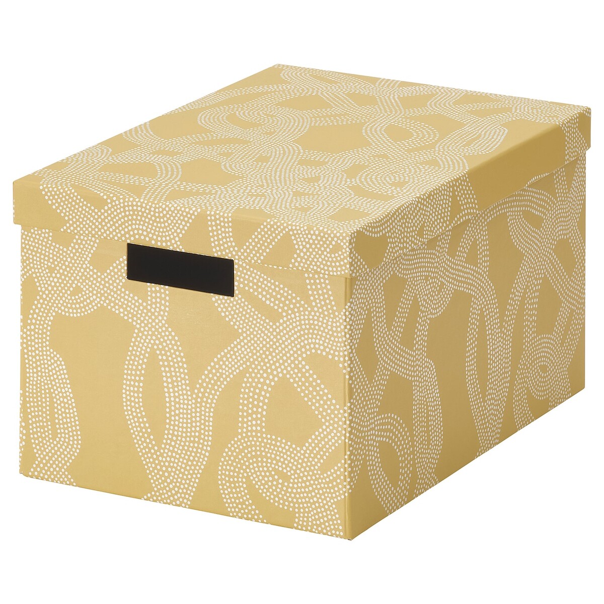 TJENA Boîte de rangement avec couvercle - à motifs/jaune 25x35x20 cm