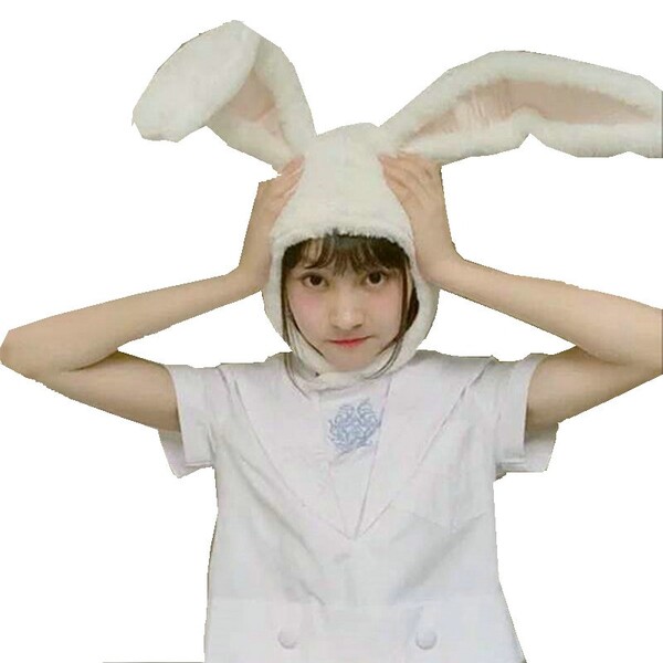 Chapeau oreilles lapin blanc