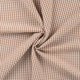 Tissu seersucker imprimé mini vichy marron